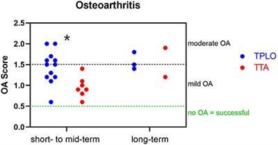 Surgical treatment of cranial cruciate ligament disease in dogs using Tibial Plateau Leveling Osteotomy or Tibial Tuberosity Advancement–A systematic review with a meta-analytic approach